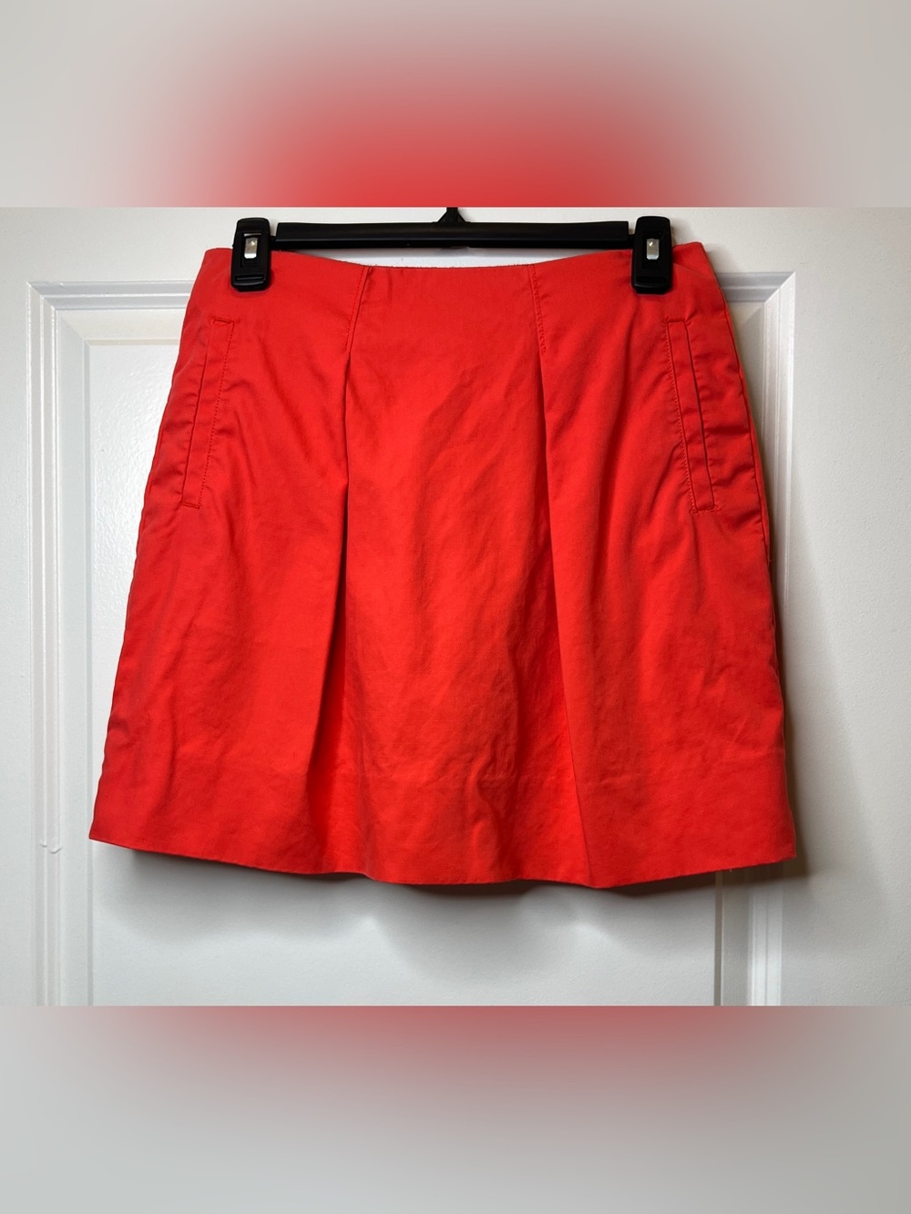 J. Crew Poppy Red A-Line Pleated Mini Skirt Size 0‎